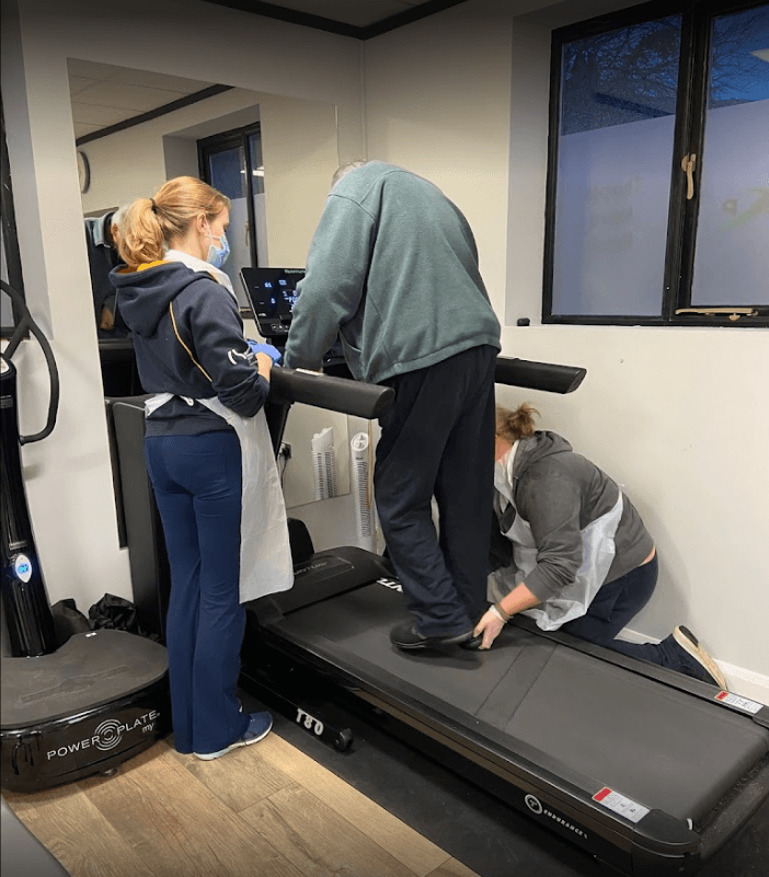 Brian walking on the treadmill